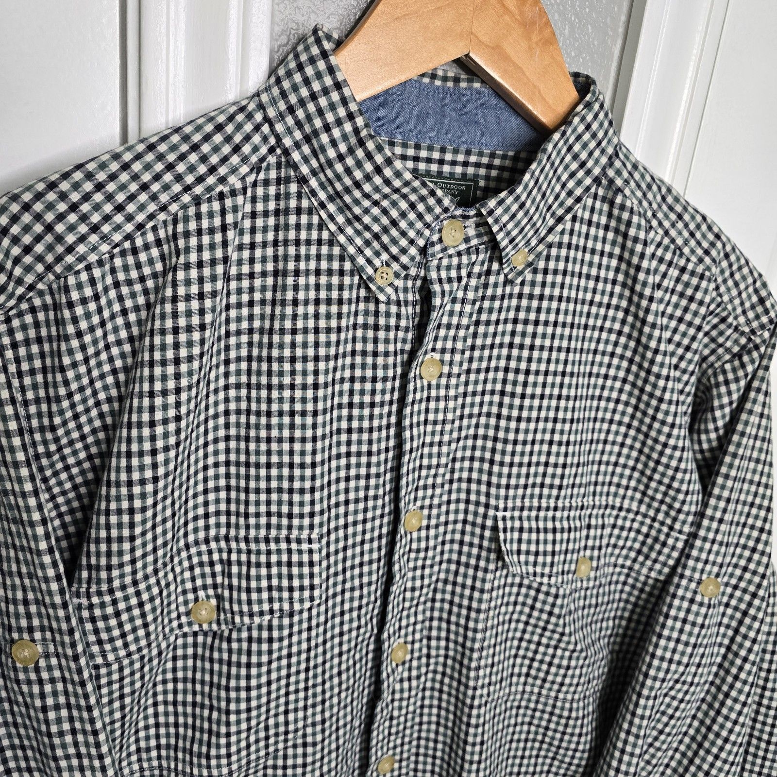 Woolrich Men's Medium Green Gingham Long Sleeve Shirt